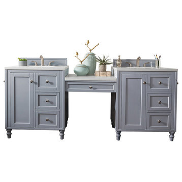 Copper Cove Encore Double Vanity Set, Silver Gray With 3cm Arctic Fall Solid Sur