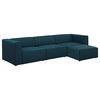 Mingle 4-Piece Upholstered Fabric Sectional Sofa Set, Blue