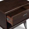 Draper Solid Hardwood 24" Modern Bedside Nightstand Table, Medium Auburn Brown