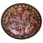 NOVICA - Jasmine Bud Wood Batik Centerpiece - From Gunadi, this decorative bowl showcases the ancient Javanese art of batik. The centerpiece is carved from native wadang wood. The motif in red, cream and black is called kirno monda. Kirno means "a million" and monda means "better," thus kirno monda is better than others or "the best."