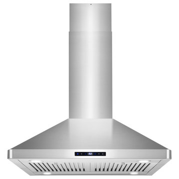 30" 380 CFM Ducted Island Range Hood With LED Lighting, Stainless Steel