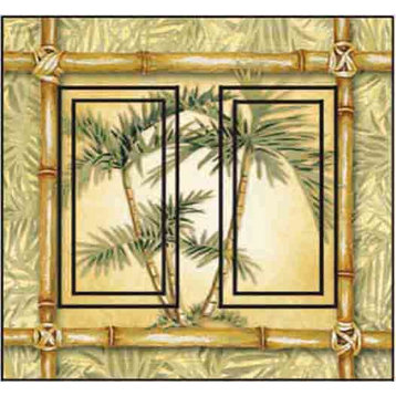Bamboo Palm Double Rocker Peel and Stick Switch Plate Cover: 2 Units