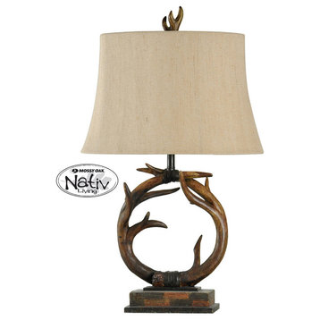 Antler Table Lamp with Custom Fabric Shade
