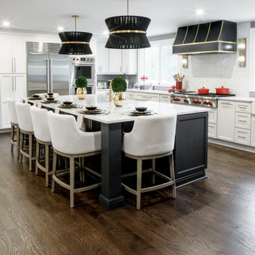 DUNWOODY Transitional kitchenw with Black and brass accents