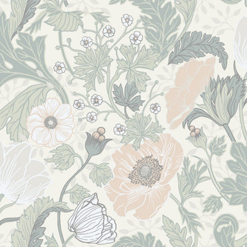Anemone Light Grey Floral Wallpaper, Bolt