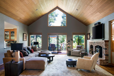Large transitional living room photo in Los Angeles