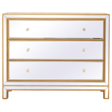 Elegant MF72019G Chest 3 Drawers 40In. Wx16In. Dx32In. H, Gold
