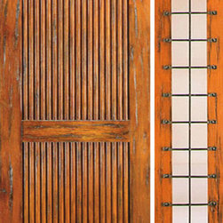 Door With One Sidelite Exterior Prehung Knotty Alder, 2 Panel - Front Doors