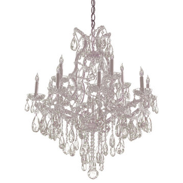 Maria Theresa 13-Light Chandelier, Polished Chrome, Clear Hand-Cut Crystals