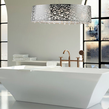 High Gloss Modern 8 Light Chrome Oval Drum Shade Clear Crystal Chandelier Large