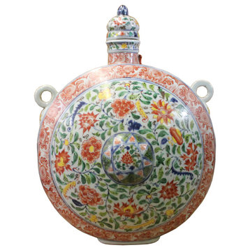 Chinese Handmade Multi-Color Flower Porcelain BaoYue Pot Jar Hws354