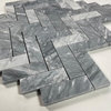 Bardiglio Gray Dark Grey Marble 1x3 Herringbone Mosaic Tile Honed, 1 sheet