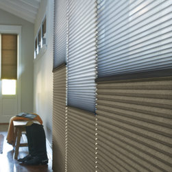 Transitional Taupe Hallway Custom Window Honeycomb Shades by Hunter Douglas - Cellular Shades