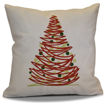 Decorative Holiday Outdoor Pillow Geometric Print, Red, 20"x20"