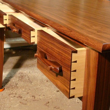Black Walnut writing desk and lowback chair