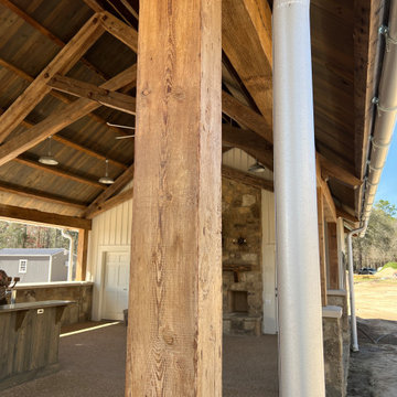 Original Face Sawn Box Beams and Original Face Reclaimed Antique Heart Pine Soli