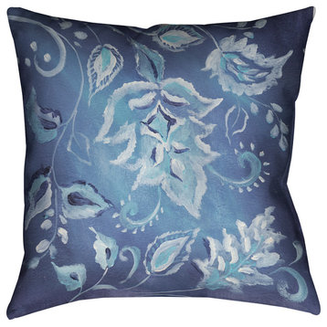 Laural Home Indigo Pattern II Decorative Pillow, 18"x18"