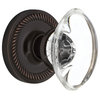 Rope Rosette Passage Oval Clear Crystal Glass Door Knob, Timeless Bronze