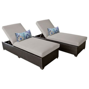 Barbados Chaise Set of 2 Outdoor Wicker Patio Furniture in Beige