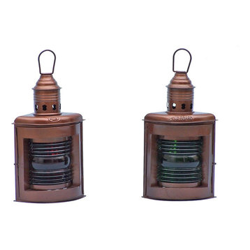 Port and Starboard Oil Lantern, Antique Copper, 12"