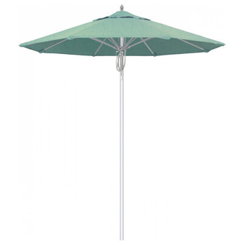 7.5' Patio Umbrella Silver Pole Fiberglass Rib Pulley Lift Sunbrella, Spa