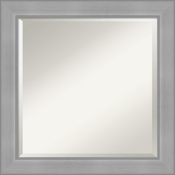 Vista Brushed Nickel Beveled Bathroom Wall Mirror - 24.25 x 24.25 in.