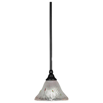 Stem 1-Light Pendant with Hang Straight Swivel, Matte Black/Frosted Crystal