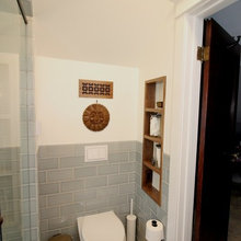 Built in shelves & cabinets- upper full bathroom