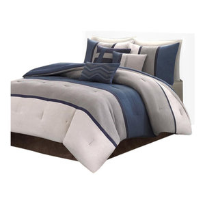 Microsuede Pieced Comforter 7 Piece Set Contemporary