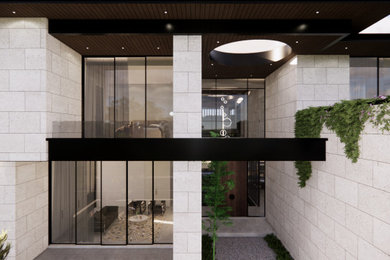 Design ideas for a large asian entryway in Sydney.