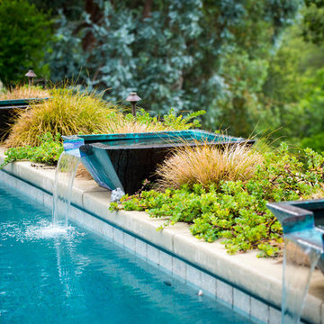 Pebble Pool with Copper Pot Water Features