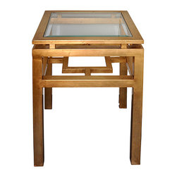 Glass Top Gold Worlds Away Side Table - Products
