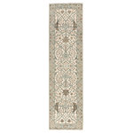 Jaipur Living - Jaipur Living Slayton Hand-Knotted Medallion Ivory/Light Teal Area Rug, 3'x12' - The Salinas collection is punctuated by traditional, intricate details and a soft, hand-knotted wool construction. The elegant Slayton rug makes a transitional statement with grounding hues and scrolling, vintage motifs. This durable, artisan-made rug features floral accents in a serene blue-green, cream, and bronze colorway.