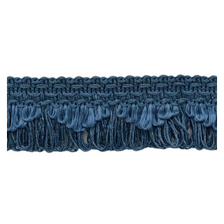 Frangia Passamaneria Blu Smerlata 4cm Per Tende E Cuscini: Treccia Decorativa Con Loop, Venduta Al Metro, Stile Francese, 9115 M45 - 4