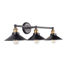 Andante 3 Light Industrial Wall Sconce with LED Bulbs, Antique Brass