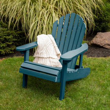 Merrow Folding & Reclining Adirondack Chair, Aquatic Blue