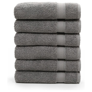 Linum Home Textiles Sinemis Terry Hand Towels, Set of 6, Dark Gray
