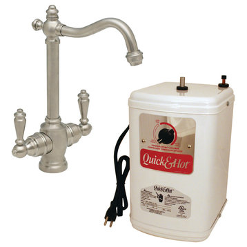 Victorian 9" Hot And Cold Water Dispenser and Tank, Satin Nickel