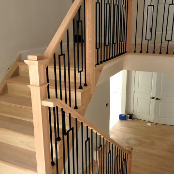 Metal Window Balusters & Wood Railing