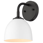 Golden Lighting - Zoey 1 Light Wall Sconce, Mattte Black With White - The Zoey Collection is proof that simple can be beautiful. This elegantly utilitarian series has the chic versatility to enhance the style of a variety of spaces. The smooth lines of this minimalist design pair well with transitional to modern d�cors. The cleanness of the contemporary look gives the fixtures a slightly industrial feel. Zoey is offered in a number of sizes with a combination of shade and finish options available. The color of the shade?s interior consistently matches the shade?s exterior finish. The silhouette of the metal shade is a modern update to the classic dome shape. This wall sconce is perfect for hallways, bedrooms, or to use as an accent.