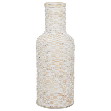 Bohemian White Bamboo Wood Vase 54689