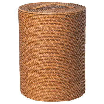 Loma Rattan Hamper With Liner, Apartment Size, Honey, Brown