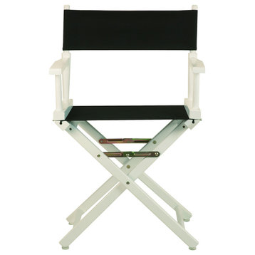 18" Director's Chair With White Frame, Black Canvas