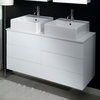 48" Vanity Cabinet With Two Square Ceramic Sinks