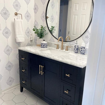 Navy White & Gold Guest Suite Makeover - Designed via my Online Design Service