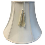 HomeConcept - Shantung Lamp Shade, Eggshell 8"x16"x12" - Home Concept Signature Shades  feature the finest premium shantung fabric.   Durable Upholstery-Quality fabric means your new lampshade will last for decades. It wont get brittle from smoke or sunlight like less expensive fabrics.  Heavy brass and steel frames means your shades can withstand abuse from kids and pets. It's a difference you can feel when you lift it.   Thick Eggshell Shantung Fabric, an elegant addition to your home  8 Top x 16 Bottom x 12 Slant Height  MEASURE FIRST - Please measure your existing shade, a new harp may be needed for a proper fit.  TASSEL LAMPSHADE - Includes 2 Eggshell string tassels connected by a 9  spiral cord.  Each tassel is 4.5 tall and is the perfect finishing  touch to complete your lampshade  Quality Shade features White inner fabric, Vertical piping and top and bottom trim.