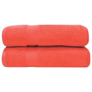 2 Piece Luxury Zero Twist Bath Towel Sheet Set, Coral