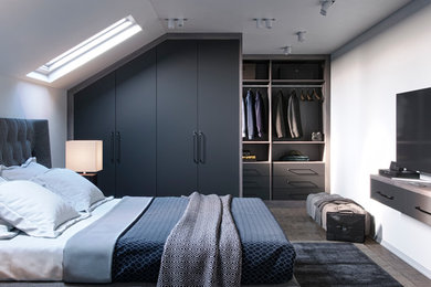 Design ideas for a mid-sized contemporary bedroom in London.