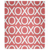 60 x 80 in Hugs and Kisses Valentine's Throw Blanket, Coral