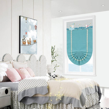 QYBHF740 High Quality Chenille Blue Custom Made Roman Blinds For Home Decoration